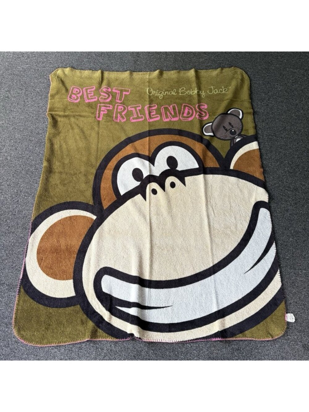 Vintage Y2K BOBBY JACK Best Friends Plush Fleece Throw Blanket 47x60